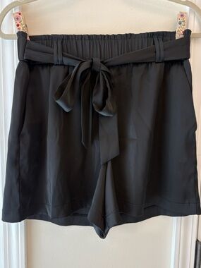 Joie Black High-Waist Tie-Front Shorts